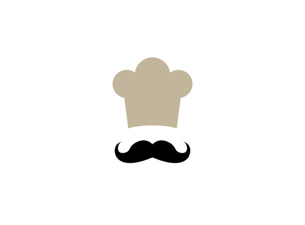 厨师用带有胡子的炊具来设计标志图片下载