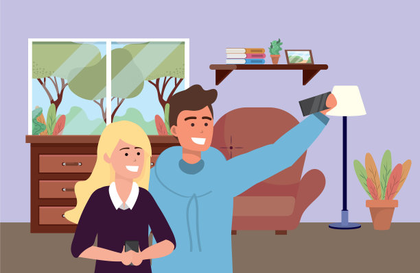 千禧情侣约会自拍背景图片下载