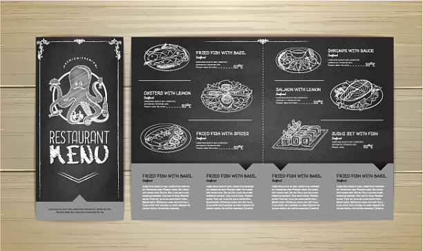 粉笔画餐厅菜单设计图片下载