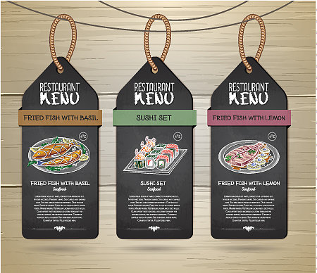 粉笔画餐厅标签菜单设计图片下载