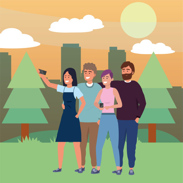 千禧群自拍自然背景图片下载