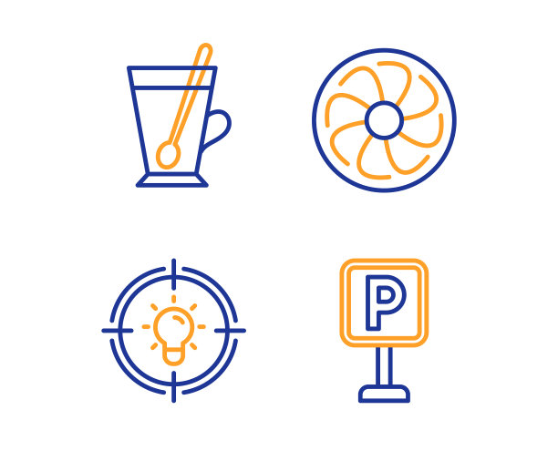 风扇引擎茶杯和创意图标设置停车图片下载