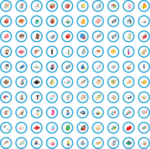 100女士图标设置等距3d风格图片下载