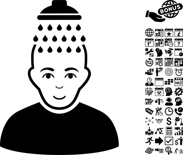 头部淋浴平面图标与奖金图片下载