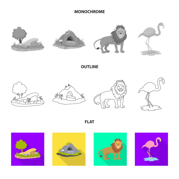 孤立对象的自然和有趣的图标集图片下载