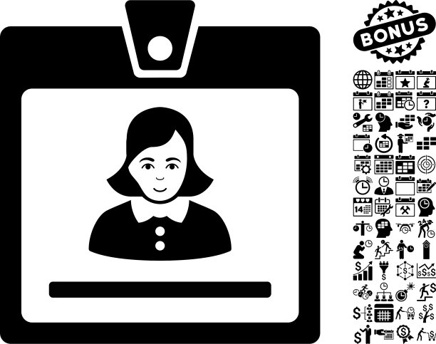 女性徽章平坦图标与奖金图片下载