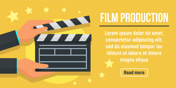 城市影视制作理念旗帜扁平化风格图片下载