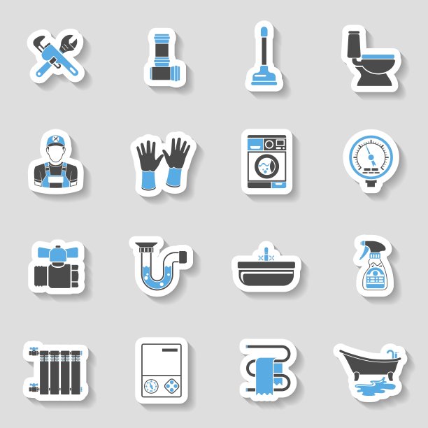 管道服务图标贴纸套装图片下载