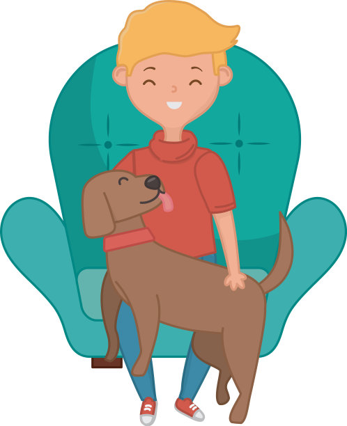 男孩和狗的卡通设计图片下载