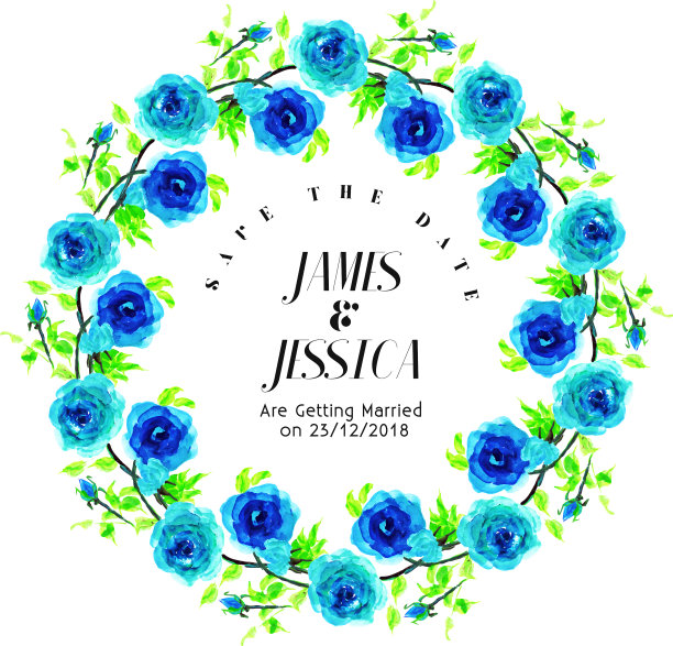 水彩花卉婚礼请帖图片下载