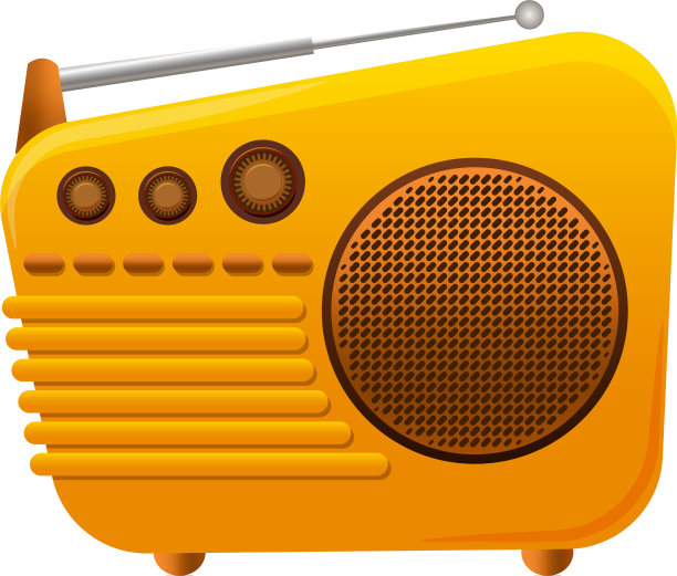 黄色无线电图标卡通风格图片下载