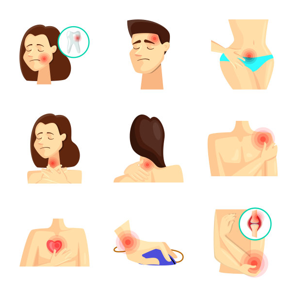 疼痛和疾病标志集图片下载