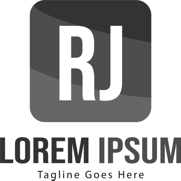 带有现代框架的首字母RJ标志模板图片下载
