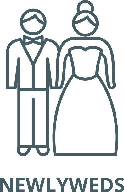 新婚夫妇线图标线性概念图片下载