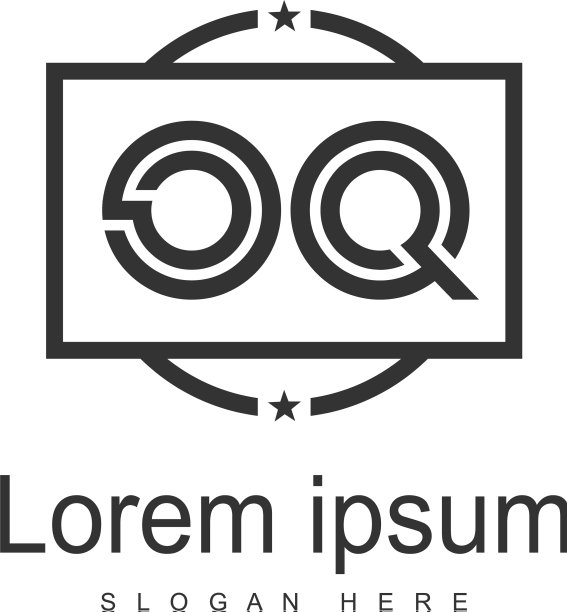 带有现代框架的OQ首字母标志模板图片下载