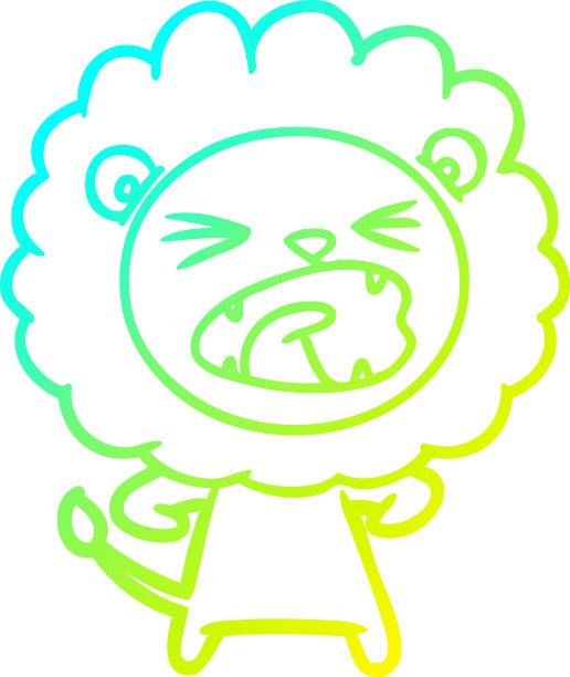 冷梯度线画卡通愤怒的狮子图片下载