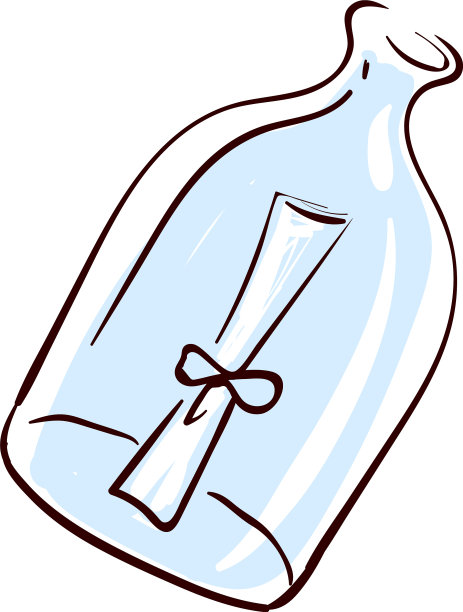 信息在一个瓶子上画在白色的背景图片下载