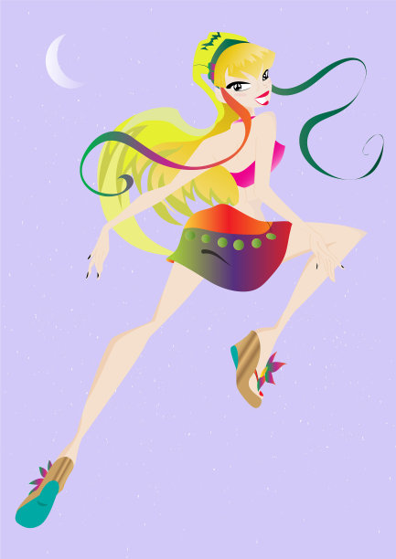 在天空动画中跳舞的女孩图片下载