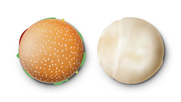 打开和包装美味的汉堡在白色的背景图片下载