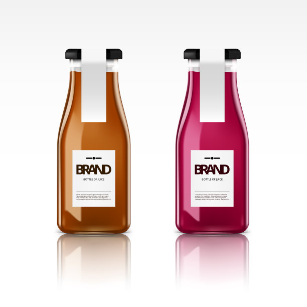 一个真实的新鲜果汁玻璃瓶图片下载