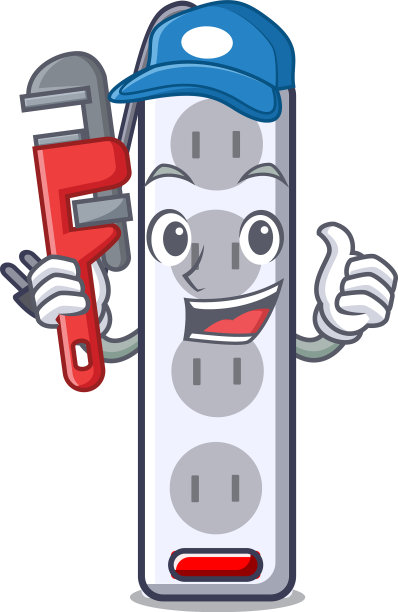 水管工用吉祥物隔离电源排图片下载