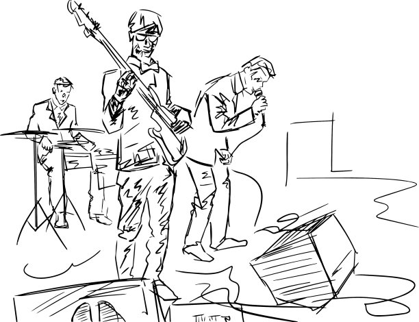 乐队黑白画图片下载