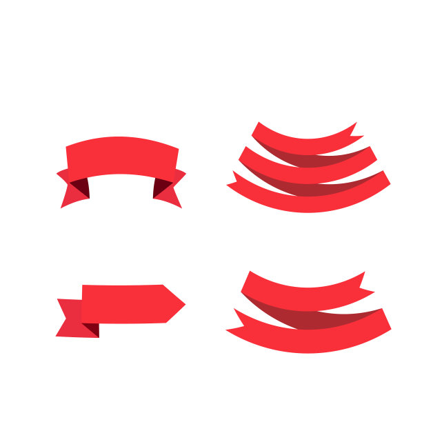 红丝带将设计元素隔离在白色之上图片下载