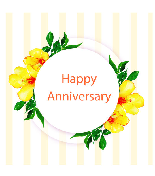 水彩花快乐周年相框图片下载