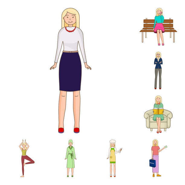 孤立对象的女性和身体标志集图片下载