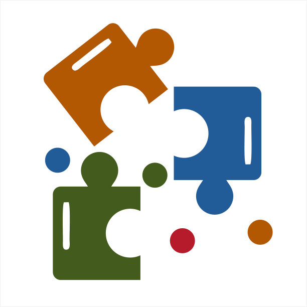 彩色拼图或拼图团队的公司标志图片下载