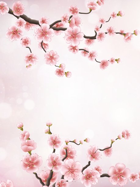 逼真的日本樱桃枝EPS 10图片下载