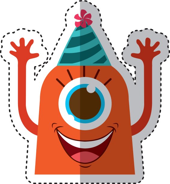 戴着派对帽的怪物漫画人物图片下载