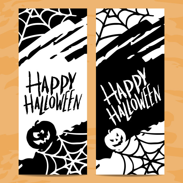 一套艺术卡片为快乐万圣节设计图片下载