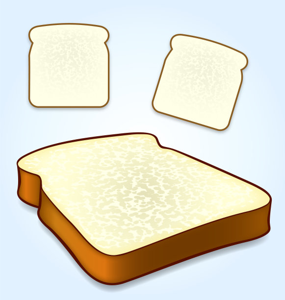 白色面包片图标顶部和等距视图图片下载