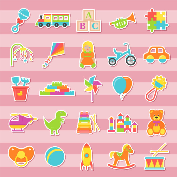 Bastickers玩具设置在平面设计图片下载