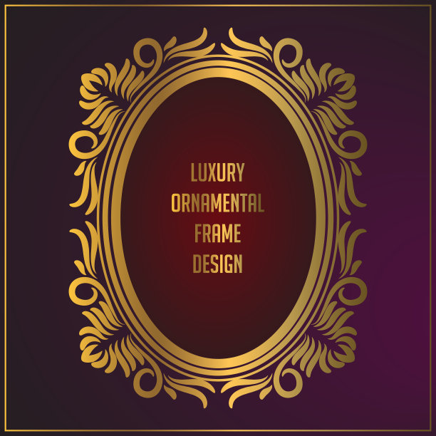 奢华的椭圆形金花装饰框架设计图片下载