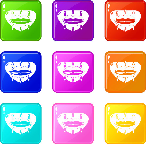 嘴唇增强图标设置9个颜色集合图片下载