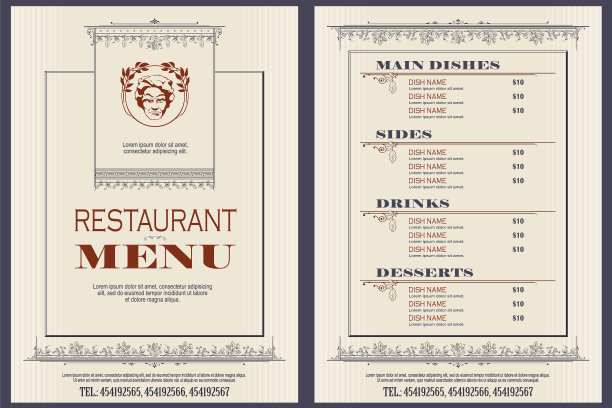 模板咖啡馆或餐厅菜单图片下载