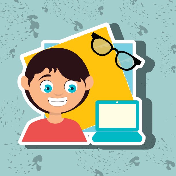 带着笔记本电脑和眼镜的孩子图片下载