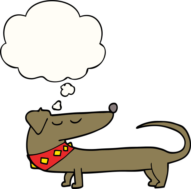 卡通狗和思想泡泡图片下载