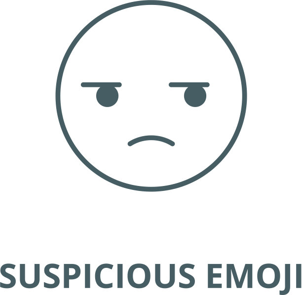可疑的表情符号线线性概念图标图片下载
