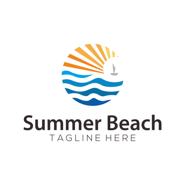 夏季海滩海标志和图标设计图片下载