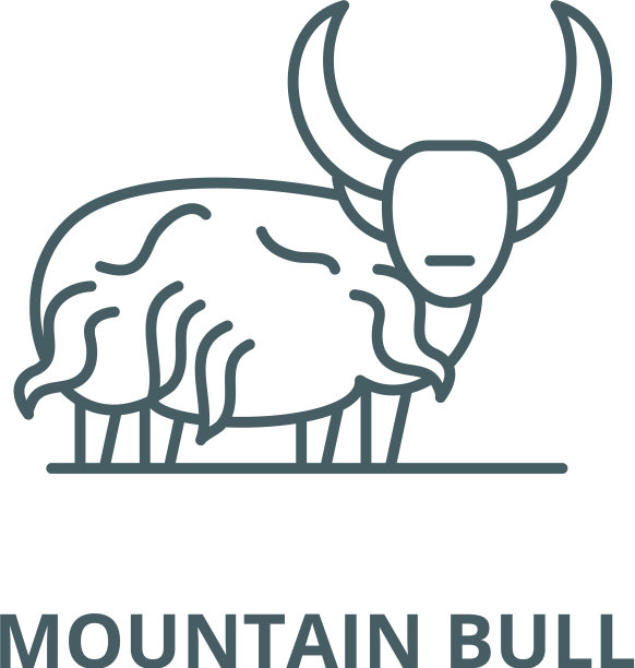 山牛线图标线性概念图片下载