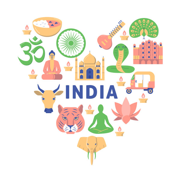 扁平风格的印度文化概念旗帜图片下载