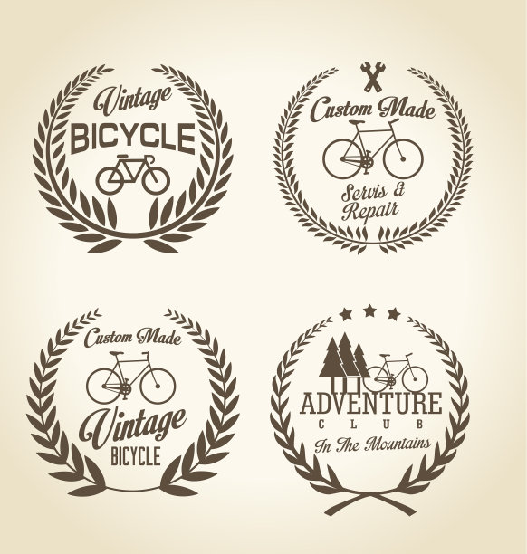 自行车复古月桂花环背景图片下载