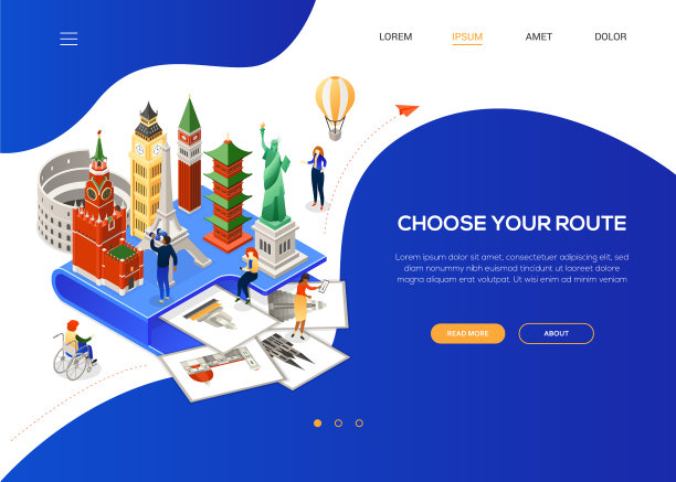 选择你的路线-彩色等距网络横幅图片下载