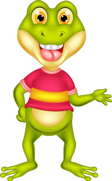 有趣的青蛙在红衬衫卡通图片下载