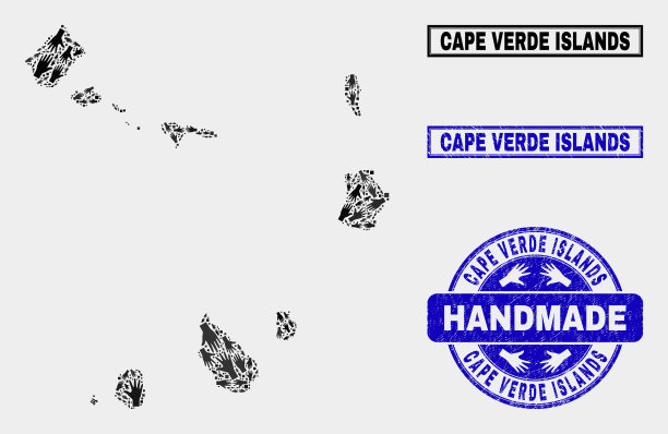 手工拼贴佛得角群岛地图和图片下载
