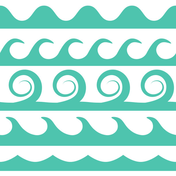 绿松石波设置在白色的背景图片下载