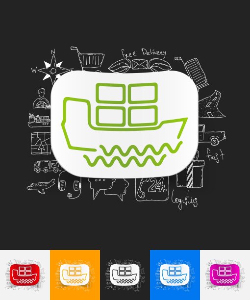 交付纸贴纸与手绘元素图片下载